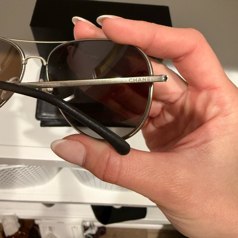 CHANEL Pilot Sunglasses (Women’s) - Polarized - Black and Silver - Picture 4 of 13